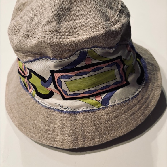 SALE Custom Unisex RESPOKE EMILIO PUCCI Bucket Hat . Pucci Silk Trim Irish Linen - Picture 11 of 15